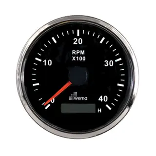 WEMA Turteller m/Timeteller 0 - 4000 rpm Silverline, Sort 