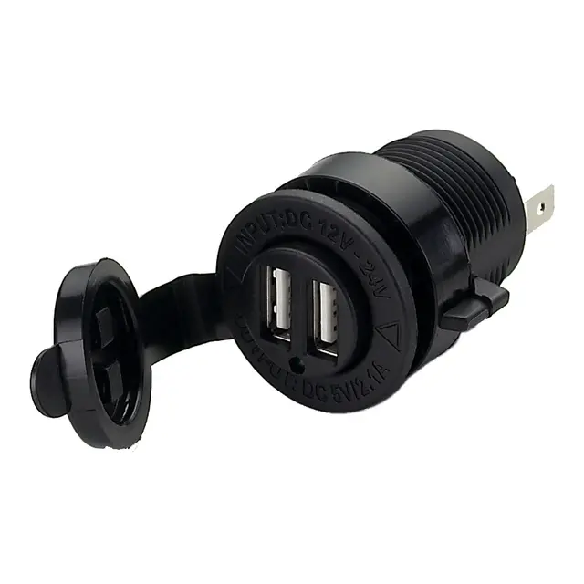 Dobbel USB kontakt, innfelt 12V 