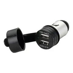 Dobbel USB plugg for sig,tenner kontakt m/sig. st&#248;psel 12V
