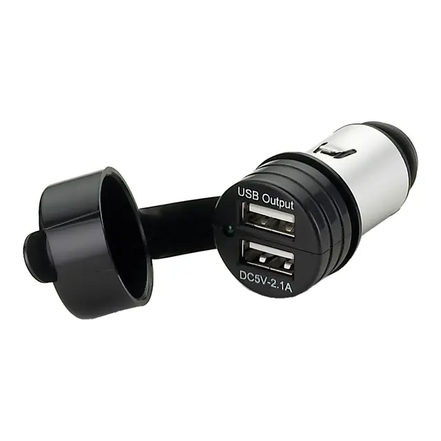 Dobbel USB plugg for sig,tenner kontakt m/sig. støpsel 12V 
