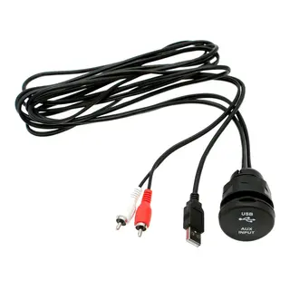 Forlengerkabel med USB/AUX uttak 2m kabel