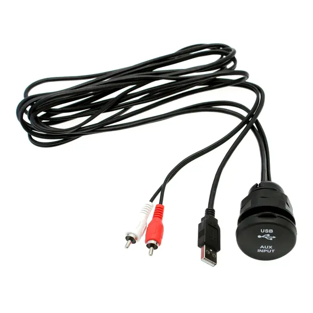 Forlengerkabel med USB/AUX uttak 2m kabel 