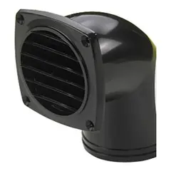 Ventilrist 3&quot; plast - sort m/ &#216;75mm stuss - 90&#176;