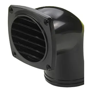 Ventilrist 3&quot; plast - sort m/ &#216;75mm stuss - 90&#176;