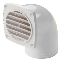 Ventilrist 3&quot; plast - hvit m/ &#216;75mm stuss - 90&#176;