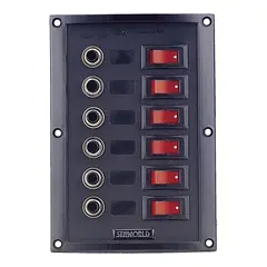 Bryterpanel modell 8 - 12V 6 brytere m/ belysning og automatsikring