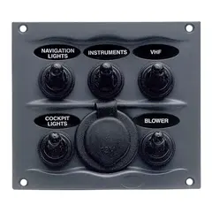 BEP Bryterpanel m/ 5 brytere + 12V sig.