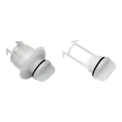 Lenseplugg nylon, hvit rund flens