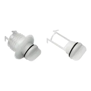 Lenseplugg nylon, hvit rund flens