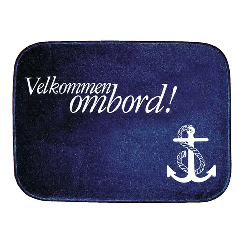Matte "Velkommen ombord" - 61x45cm Marineblå