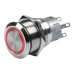 BEP Bryter m/R&#248;d LED ring - 12V Rustfri - av/p&#229;