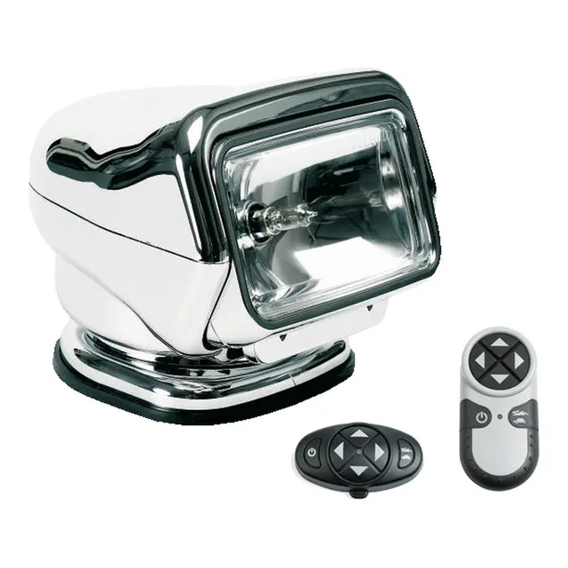 GOLIGHT STRYKER Fjernstyrt lyskaster 24V Krom - 2 trådløse fjerkontroller 