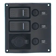 Bryterpanel &quot;Wave&quot; 2br. - Sort 2 brytere + 12V sig. + Automasikringer
