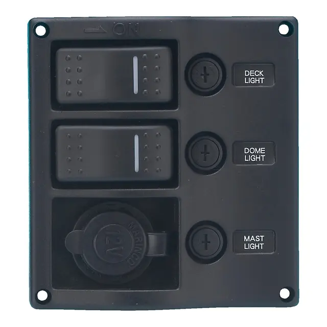 Bryterpanel "Wave" 2br. - Sort 2 brytere + 12V sig. + Automasikringer 