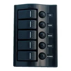 Bryterpanel &quot;Wave&quot; 5br. - Sort 5 brytere + Automatsikringer