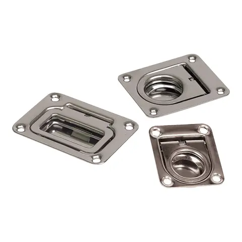 Dørkring, Fjærbelastet - Syrefast stål 75 x 57 x 10 mm