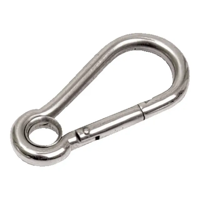 Karabinkrok med øye syrefast 316 60 mm - 8 mm åpning - 8 mm øye 