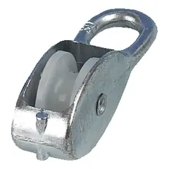 Blokk enkel m/nylonhjul Aluminium