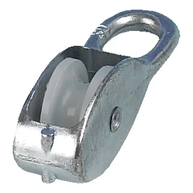 Blokk enkel m/nylonhjul - 65 mm Aluminium - 14mm tau 