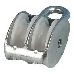 Blokk dobbel m/ nylonhjul Aluminium
