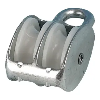 Blokk dobbel m/ nylonhjul Aluminium