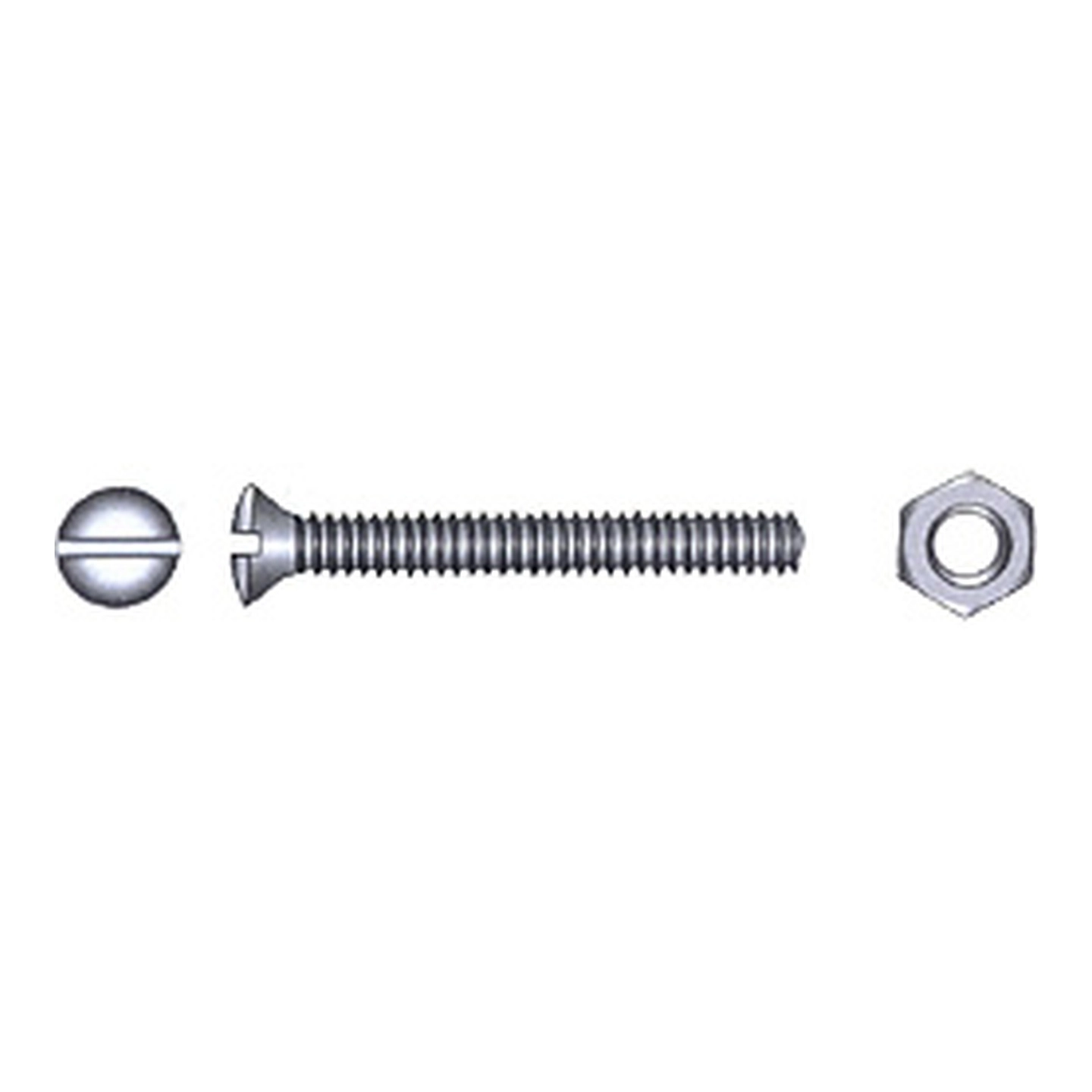 Maskinskrue DIN 964/934, M3 x 10 mm m/mutter
