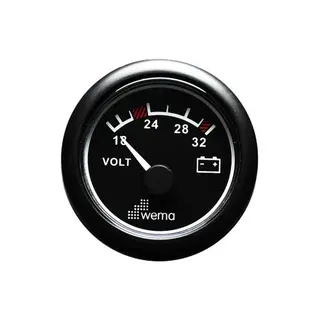 WEMA Voltmeter analog 18-32V Sort