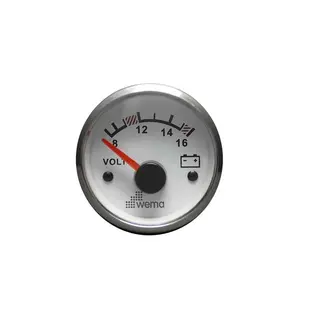 WEMA Voltmeter analog 8-16V SL-hvit