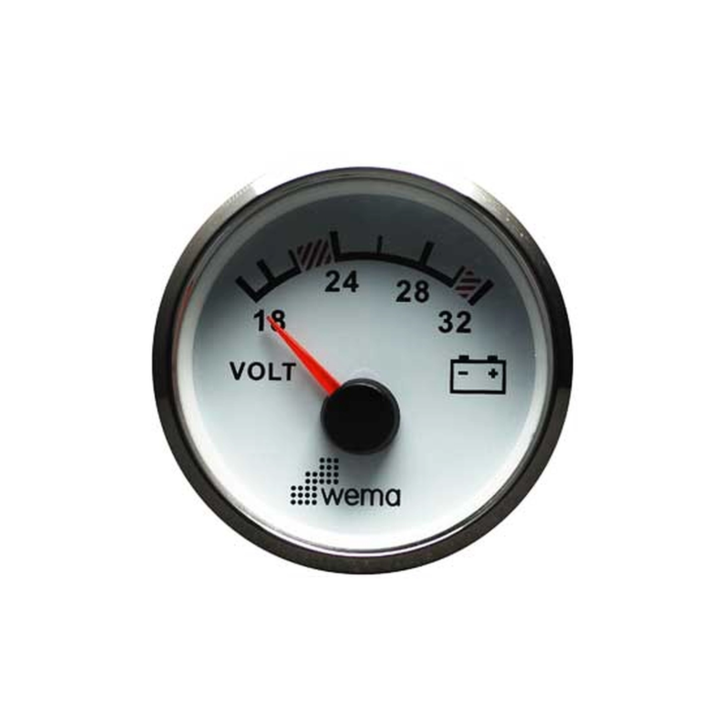 WEMA Voltmeter analog 18-32V SL-hvit