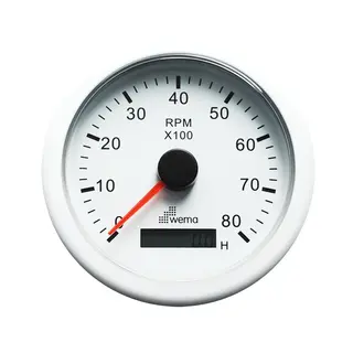 WEMA Turteller m/Timeteller 0-8000 RPM Hvit