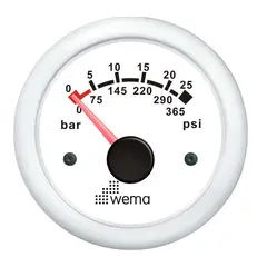 WEMA Oljetrykksm&#229;ler 0-25 bar hvit