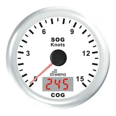 WEMA GPS knopm&#229;ler m/kompass, hvit 0-15 knop