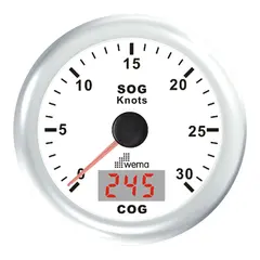 WEMA GPS knopm&#229;ler m/kompass, hvit 0-30 knop