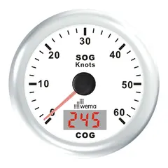 WEMA GPS knopm&#229;ler m/kompass, hvit 0-60 knop