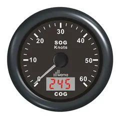 WEMA GPS knopm&#229;ler m/kompass, sort 0-60 knop