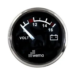 WEMA Voltmeter analog 8-16V SL-sort