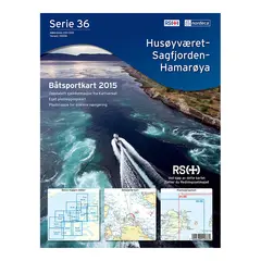B&#229;tsportkart 36 - 1:50 000, Papirutgave Hus&#248;yv&#230;ret-Sagfjorden-Hamar&#248;ya