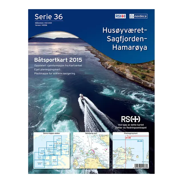 Båtsportkart 36 - 1:50 000, Papirutgave Husøyværet-Sagfjorden-Hamarøya 