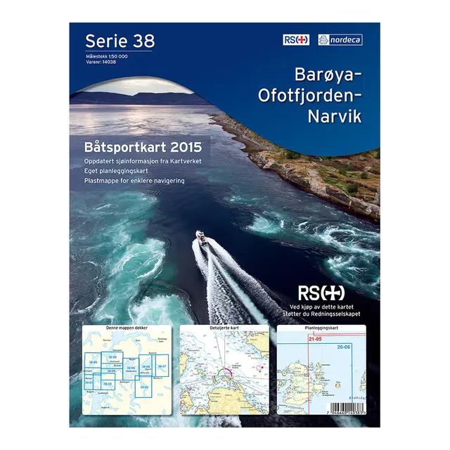 Båtsportkart 38 - 1:50 000, Papirutgave Barøya-Ofotfjorden-Narvik 