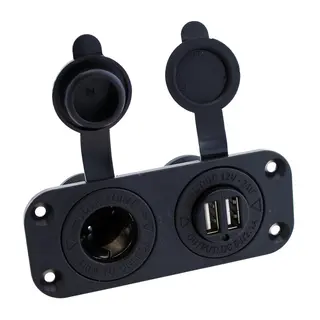 1852M Dobbeltkontakt for 12V og 2x USB