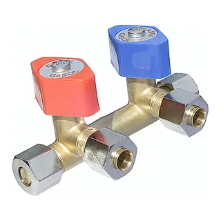 GASLOX Dobbel stengeventil uten feste, for 8mm r&#248;r