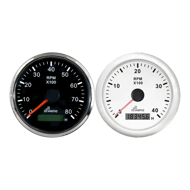 WEMA Turteller m/timeteller SL-hvit 0-8000 RPM 