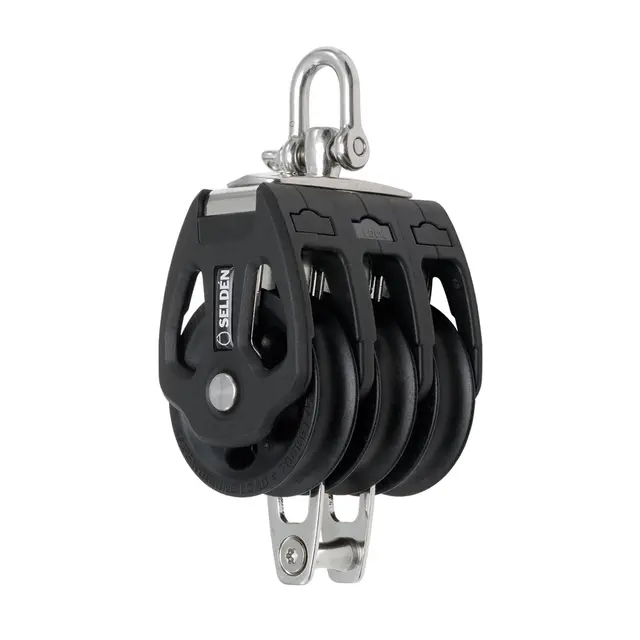 SELDÈN Blokk PBB80 trippel/hundsvott m/glidelager, Ø80mm trinser 