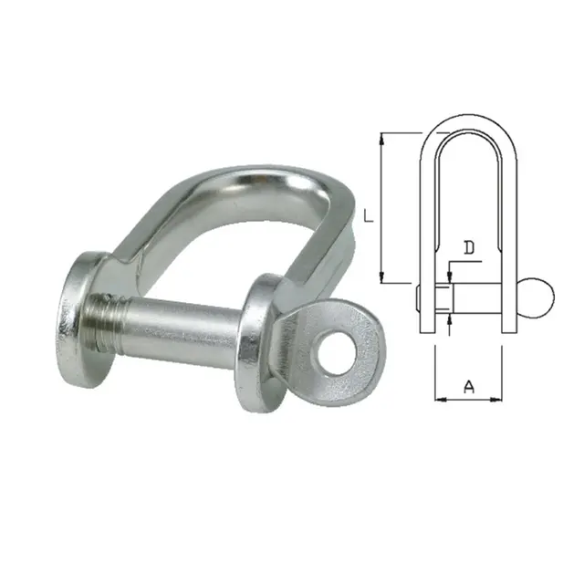 BLUEWAVE D-Sjakkel Ø4mm - Rustfri B10 x L15mm - Buddstyrke 500kg 