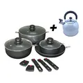 Grytesett i 7 deler + kaffekjele m/avtagbare h&#229;ndtak