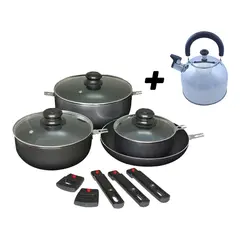 Grytesett i 7 deler + kaffekjele m/avtagbare h&#229;ndtak