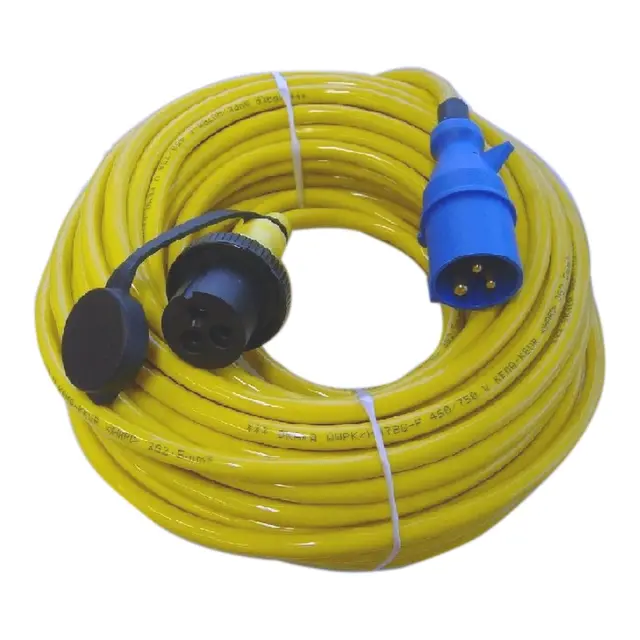 RATIO Landstrømkabel Gul - 16A 25 m - 3x2,5mm2 - Han/Hun 