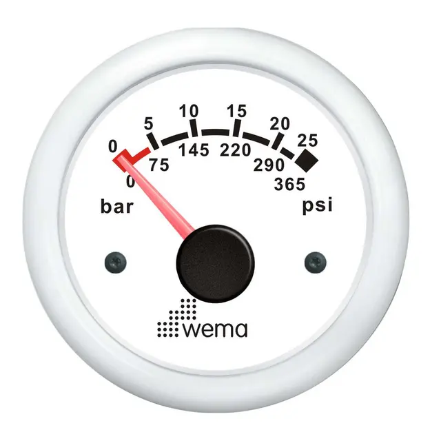WEMA Oljetrykksmåler 0-5 bar hvit 