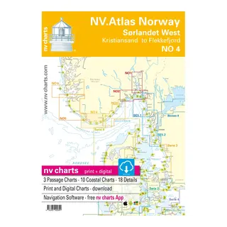 NV-CHARTS Atlas NO 4 S&#248;rlandet Vest Flekkefjord til Kristiansand