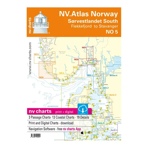 NV-CHARTS Atlas NO 5 Sørvestlandet Sør Flekkefjord til Stavanger